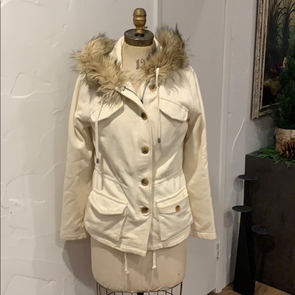 Lucky Faux Fur Hooded Sweatshirt Jacket